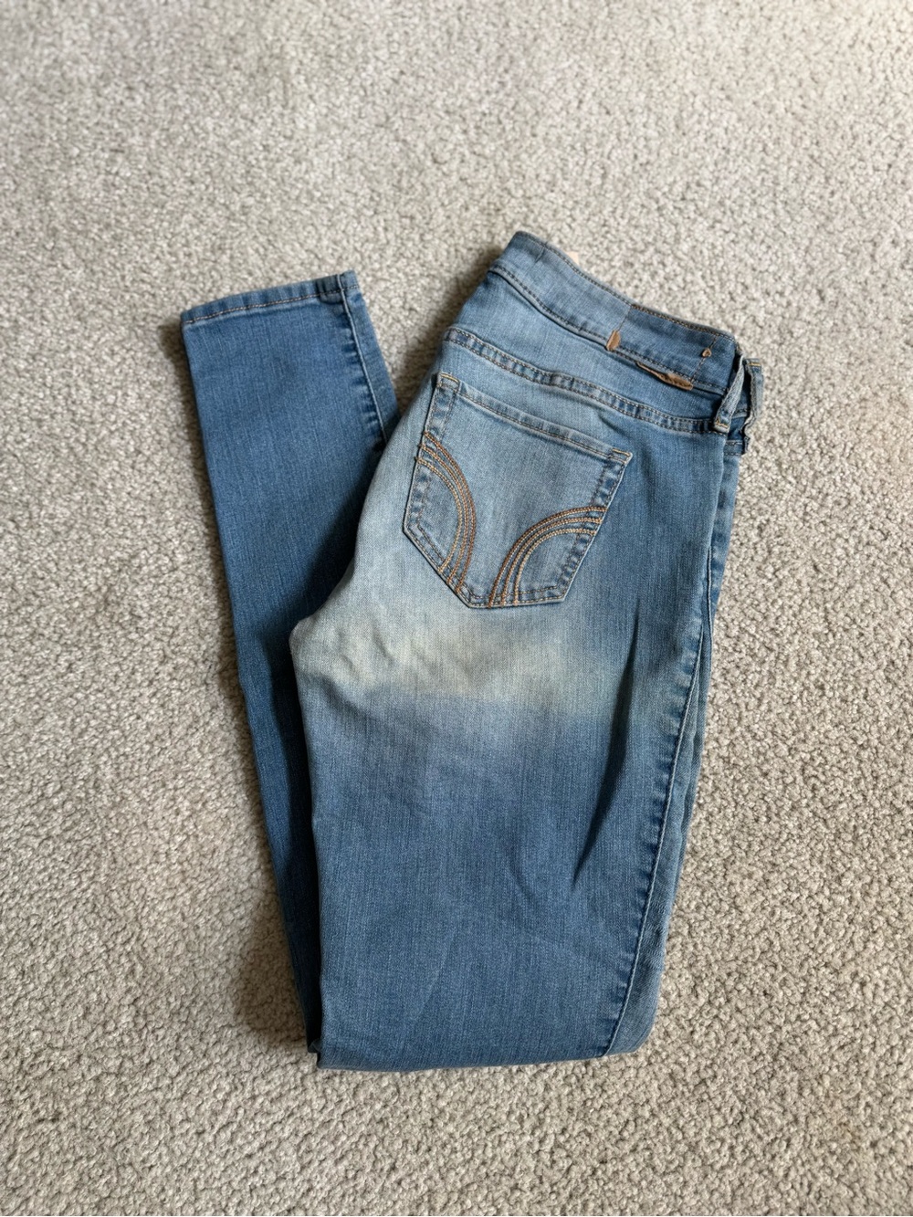 Hollister Women's Faded Blue Skinny Jeans denim supper skinny y2k